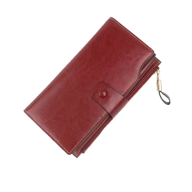 2022 New arrival women fashion Cow Leather clutch wallet long Hasp zipper wallet purse High quality Leather wallet ladies