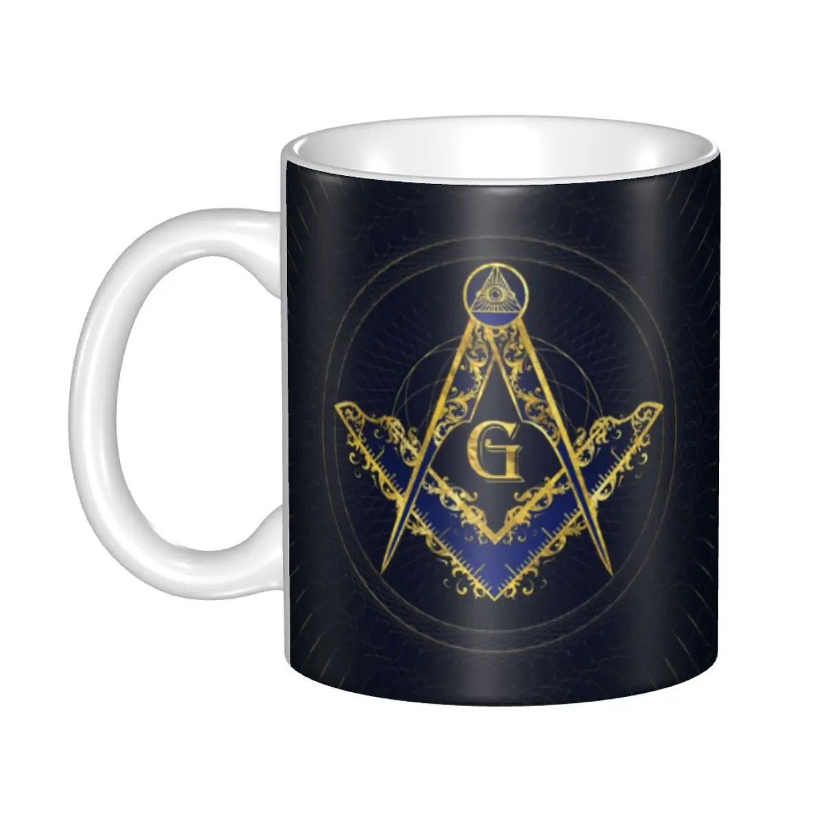 

Custom Freemasonry Symbol Square And Compasse Coffee Mug DIY Masonic Ceramic Tea Milk Cup Outdoor Work Camping Cups