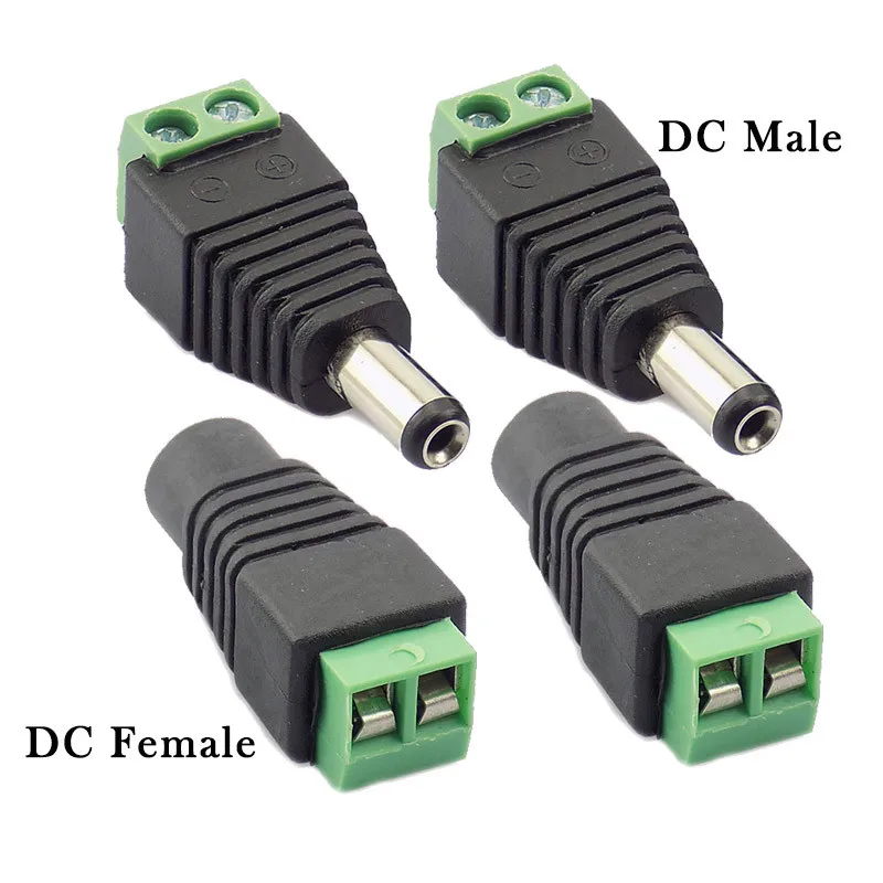 

Hot Sale DC Male DC Female Plug Connector 2.1x5.5mm Power Supply jack Adapter BNC for LED Strip Lamp Lights CCTV Camera Video