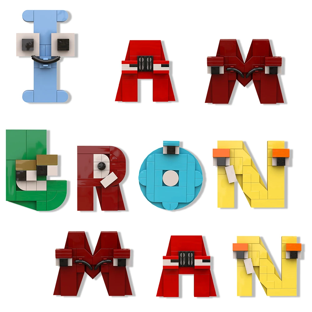 MOC Fun Alphabet A-Z A Total Of 26 Building Block Sets Letter Development Children's Hands-On Educational Letter Brick Toy Gift