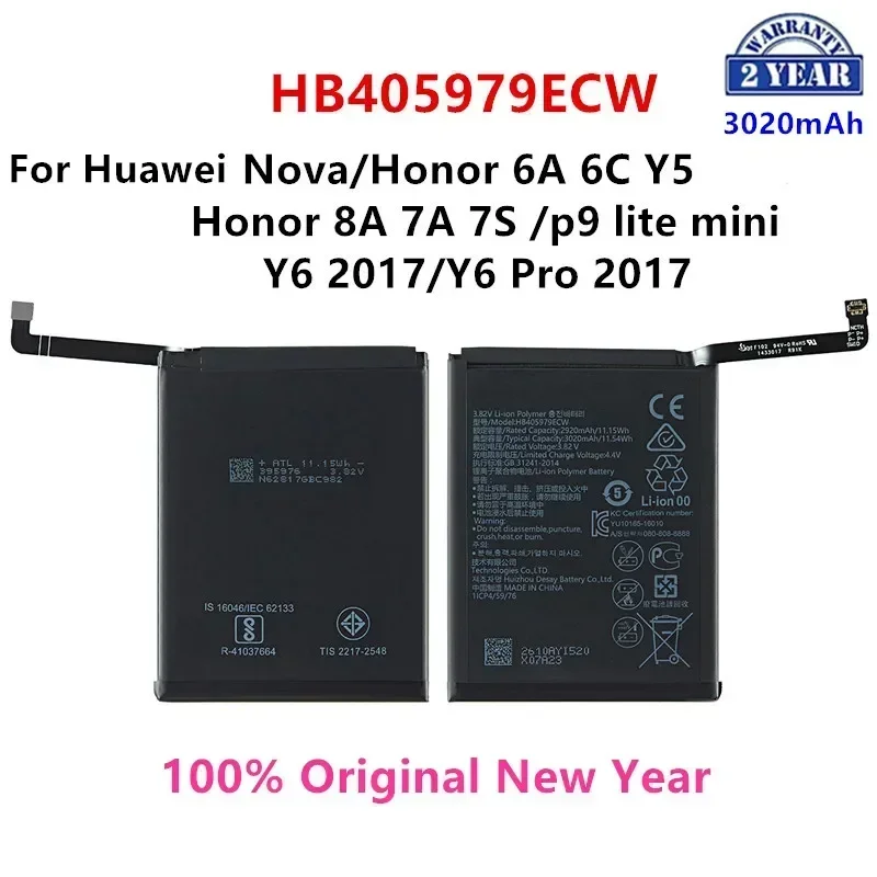 Оригинальный HB 405979 Аккумулятор ECW 3020 мАч для Huawei Nova CAZ-AL10 TL00 CAN L01 CAN-L02 L12 Enjoy 6S p9 lite mini