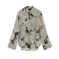 blouse women 100 silk chrysanthemum printed turn down collar long sleeves high quality ladies straight loose shirt new fashion