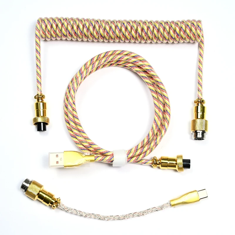 

USB-кабель для передачи данных типа C, механический спиральный кабель для клавиатуры, RGB светоизлучающий кабель, кабель для игровой клавиатур...
