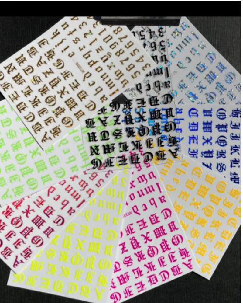 

1/6/8/12pcs Retro number/ letter stickers, Old English Number Nail Stickers,3.75 in x 2.5 in or 95 mm x 65 mm Nail Decals