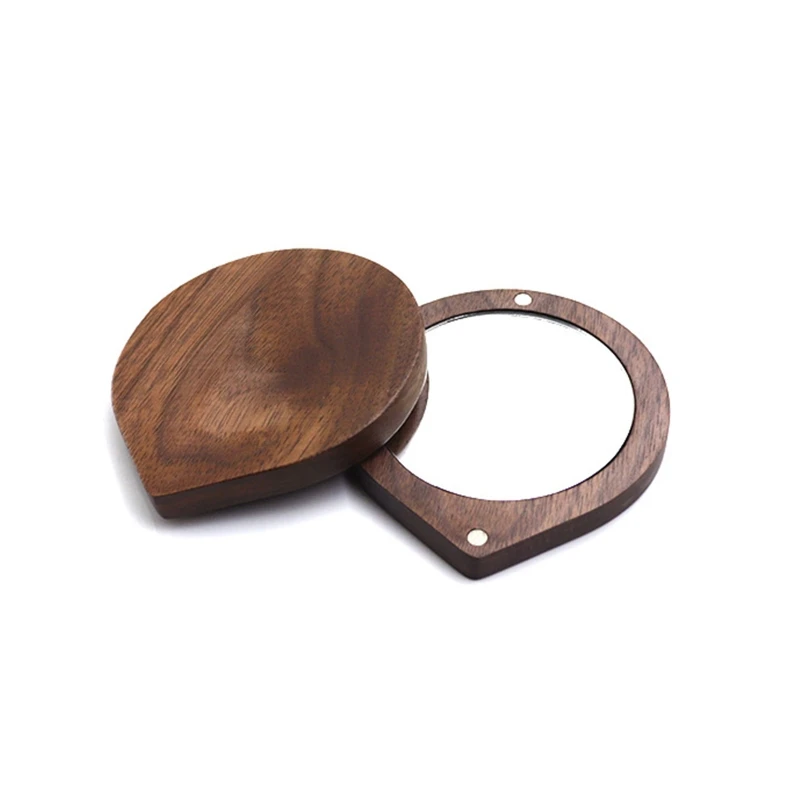 

Black Walnut Wood Round Rotating Makeup Mirror Handheld Magnetic Suction Mirror for Women Birthday Anniversary Drop shipping