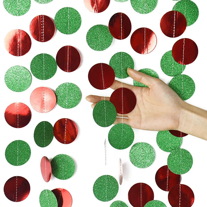 

4.1m Circle Dot Round Paper Garland Christmas Decorations for Home DIY Curtain Door Wall Hanging Banner New Year Party Supplies