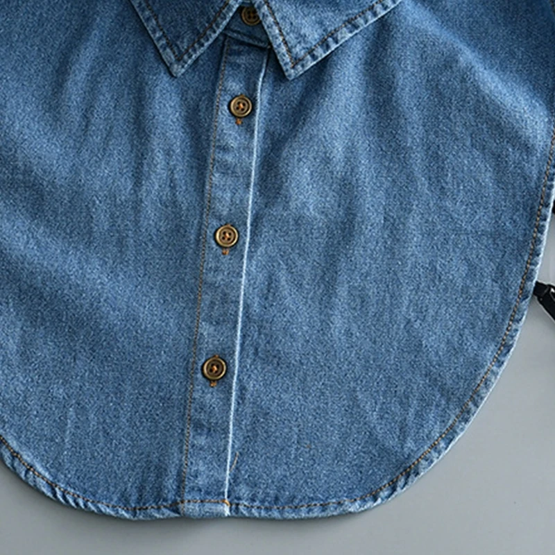 Женская винтажная Потертая джинсовая рубашка с воротником из искусственной