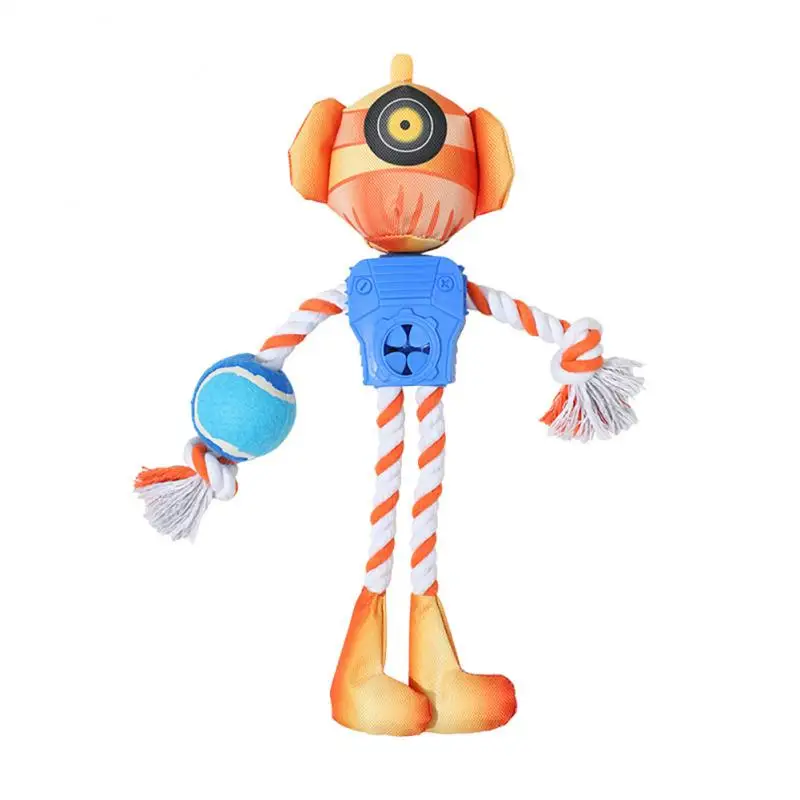 

New Robot Leaky Food Dog Toy TPR Combination Interesting Vocal Dog Toy Creative Rope Binding Toy Pet Toy Wholesale Dropshiping