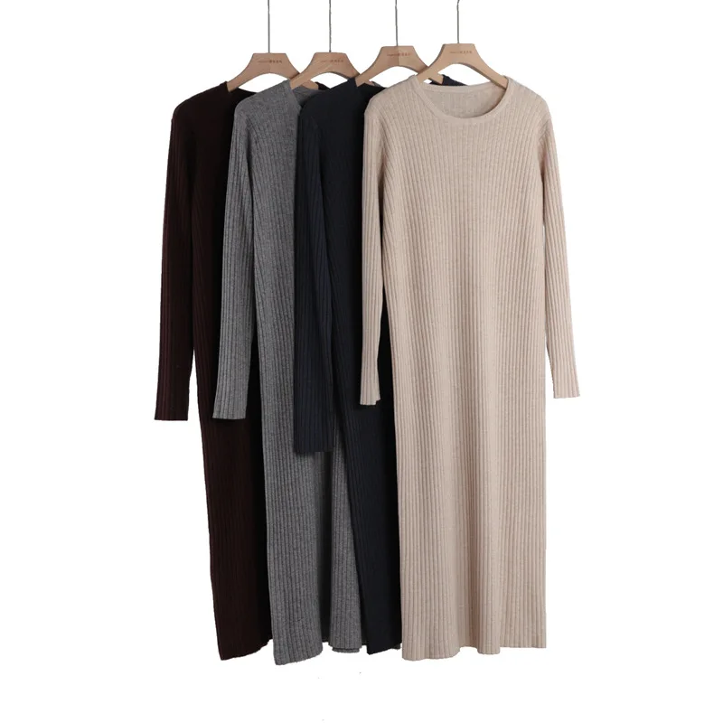 

Новинка весны 2022 платье до колен с пальто внутри длинное вязаное шерстяное платье свободного покроя для тех, кто делает верхнюю одежду без п...