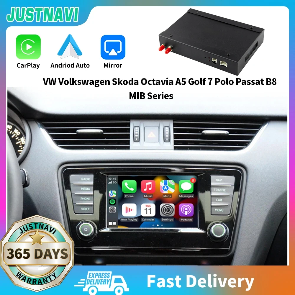 

JUSTNAVI беспроводной Apple Carplay для VW Volkswagen Passat B5 B7 B8 Golf Skoda Polo Tiguan Seat Leon 2014 - 2019