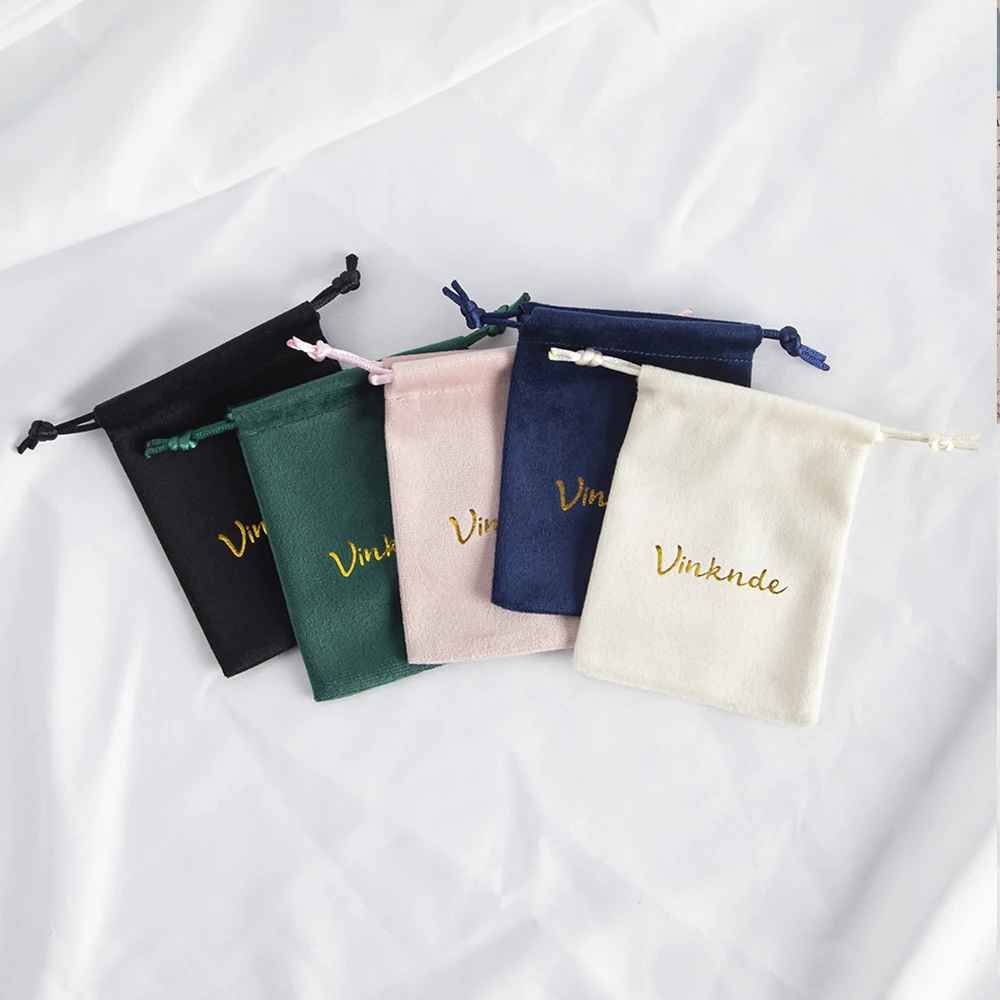 50pcs Soft Velvet Drawstring Bags Custom Dust Bags Jewelry Pouch Personalized Logo Printed Wholesale Gift Product Package