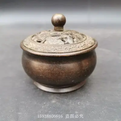 

Exquisite antique pure brass old paste double fish aromatherapy stove Xuan style with cover incense burner small ornament