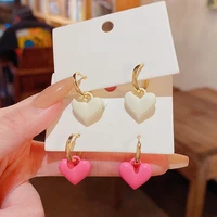 2022 spring and summer new candy color love earrings super fairy all match net red with the same earrings simple cute earrings