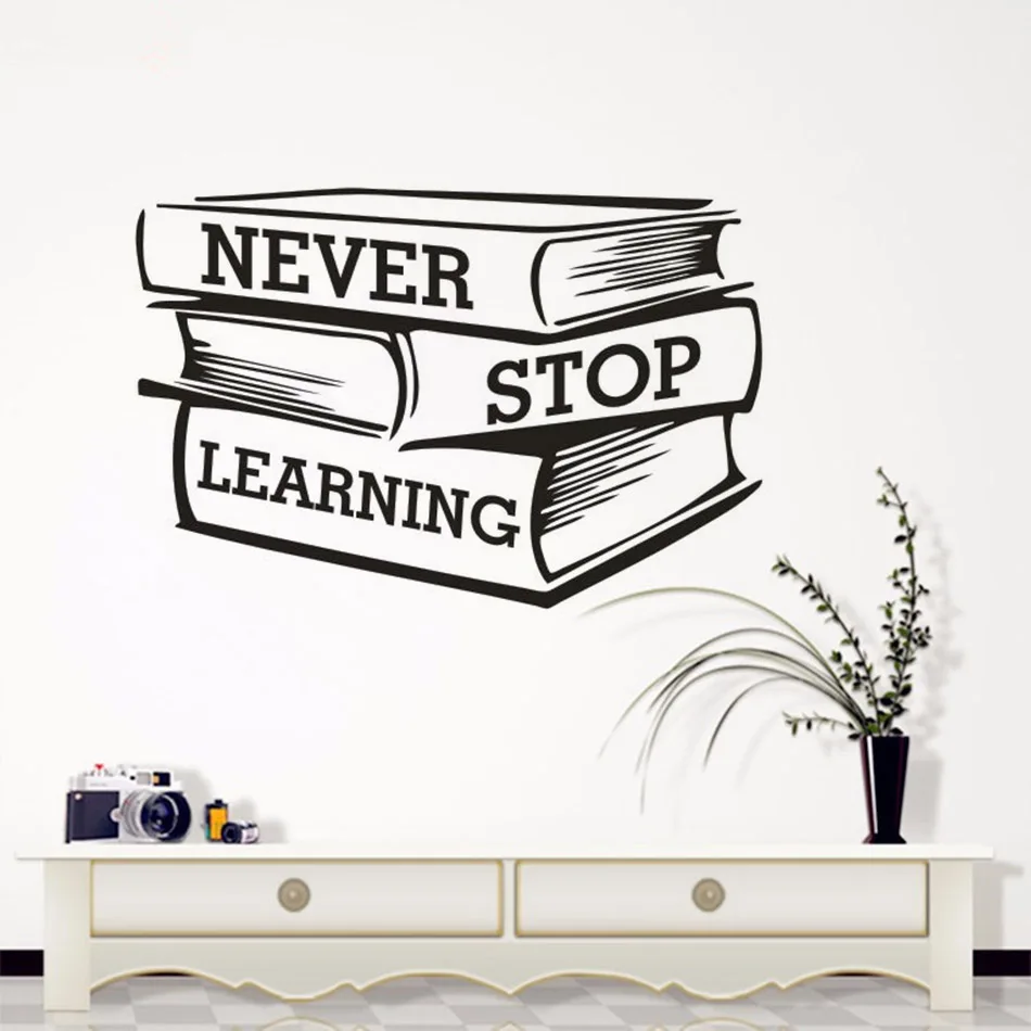 Настенная Наклейка библиотека книжный магазин никогда не прекращает обучение