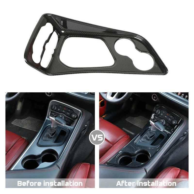 

For Dodge Challenger 2015+ Car Gear Shift Panel Trim Cover Frame Decal Carbon Fiber Car Accessories