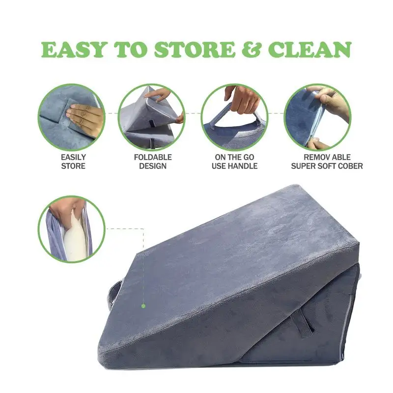 

7in1 Foldable Memory Foam Wedge Pillow Adjustable Sleeping Incline Cushion For Waist Neck Pain Sleeping Reading Or Watching TV