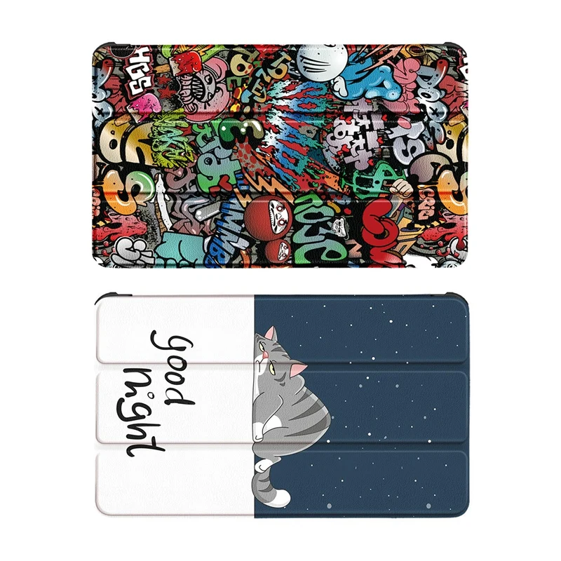 

2PCS Tablet Case For Samsung Tab A7 Lite 2021 8.7Inch T220 T225 Flip Case PU Leather Case, Graffiti & Lazy Cat