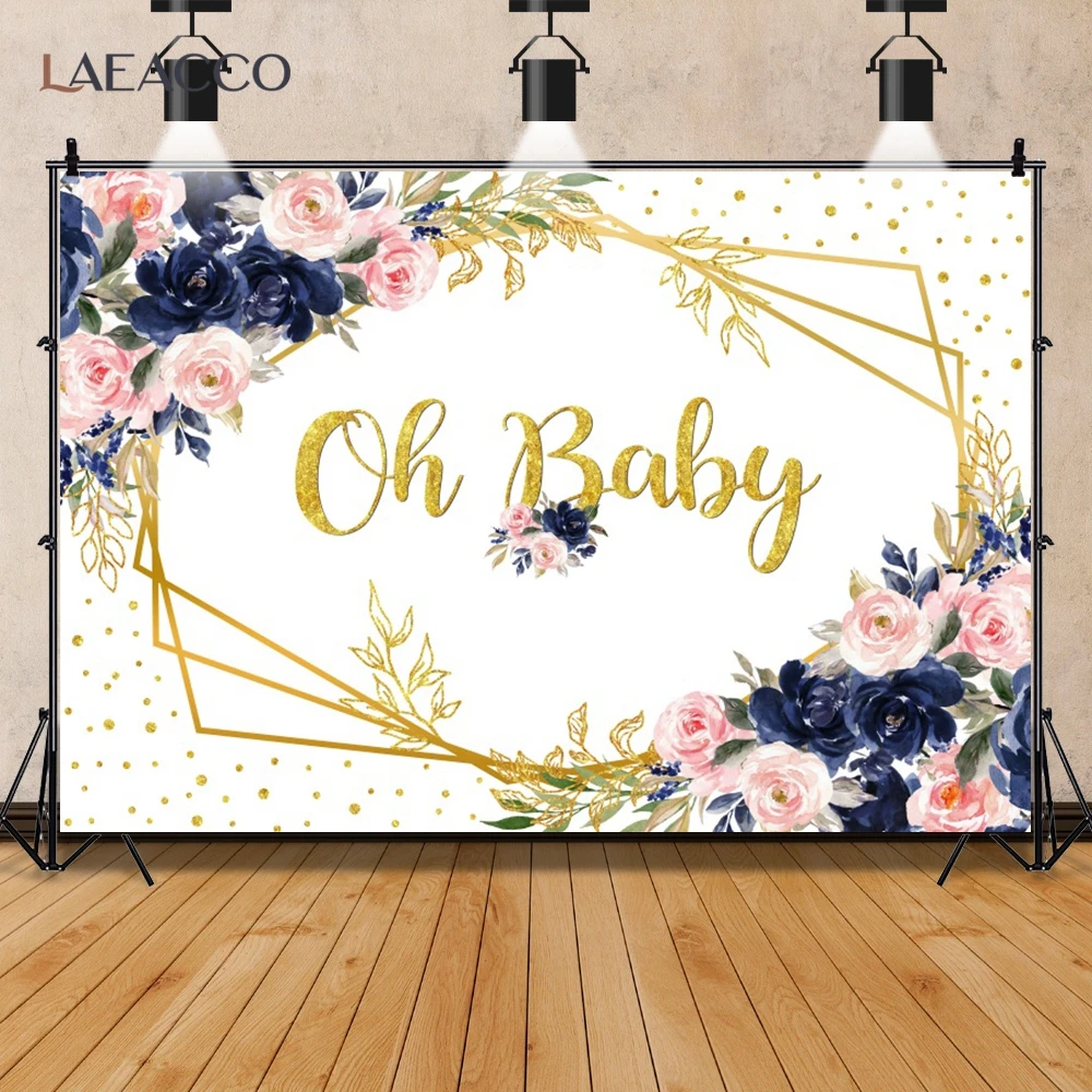 

Фон для фотосъемки новорожденных с изображением природных цветов и золотой рамки