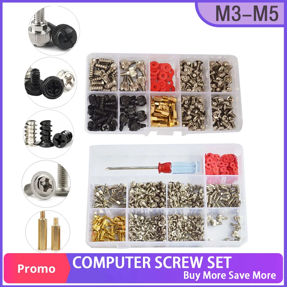 

PCB Support Standoffs Kit Computer Screw Set Bolt DIY Motherboard Pillars Spacer Mount PC Case Fan Screws Hard Drive Red Washer