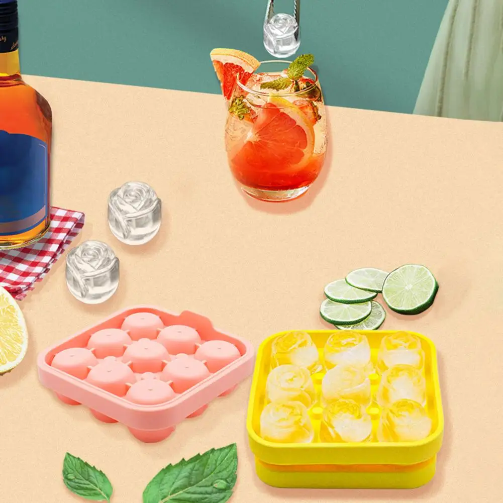 

3 Colors Useful Removable Lid Ice Tray Silicone Ice Cube Mold Eco-friendly for Cocktail