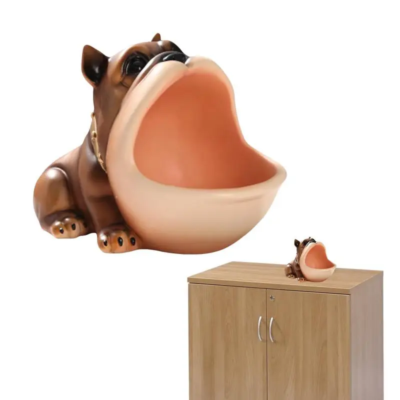 

Cute Large Mouth Dog Storage Figurine Key Bowl Resin Dish Home Decoration For Key Storage Table Home Decoration Gift