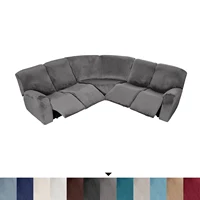 Sectional Recliner Sofa Covers 7Pcs Velvet Stretch 5 Seat Corner Reclining Cover Thick Sofa L-Shaped Sectional Couch Slipcovers
