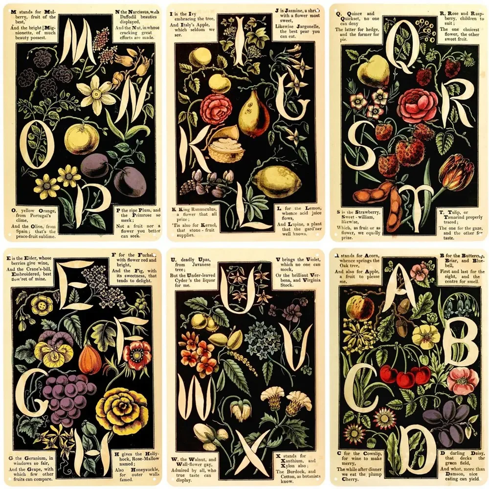 Винтажная металлическая вывеска с дикими цветами украшение на стену фруктами