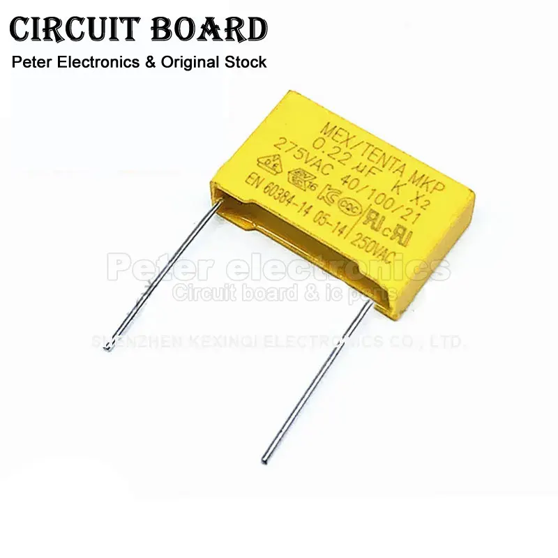 

Конденсатор безопасности X2 из полипропилена, 275 В, 224 к, 20 шт./партия, пластиковая пленка безопасности 0,22 мкФ MKP P = 7,5/10/15/22 мм, лучшее качество