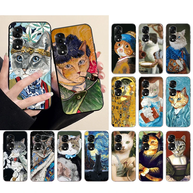 

Phone Case For Huawei P50 Pro P30 P40 Lite P40Pro P20 lite Mate 20 Pro Mate 50 Pro P Smart Van Gogh Art Cat Case Funda Capa