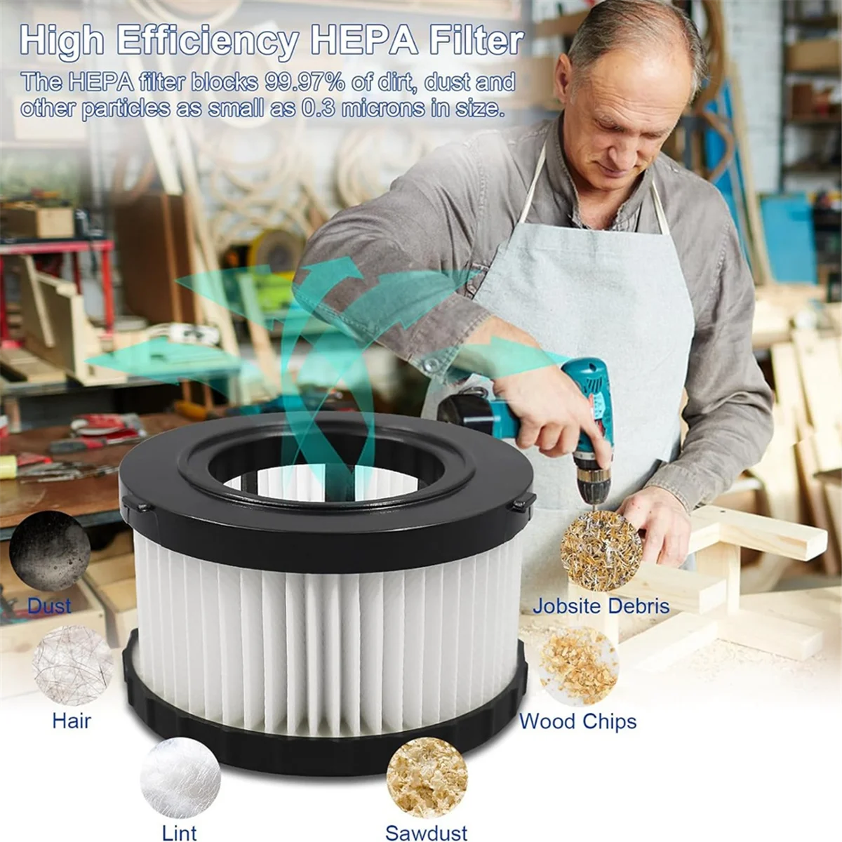 Сменный HEPA-фильтр DC5151H для пылесоса Dewalt DC515 DCV517 DCV517B 6 упаковок