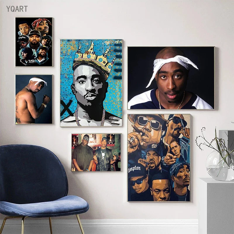 

West Coast Hip Hop Tupac Music Canvas Posters and Mural Pictures Abstract Portrait Paintings Pictures for Home Bar Wall Decor