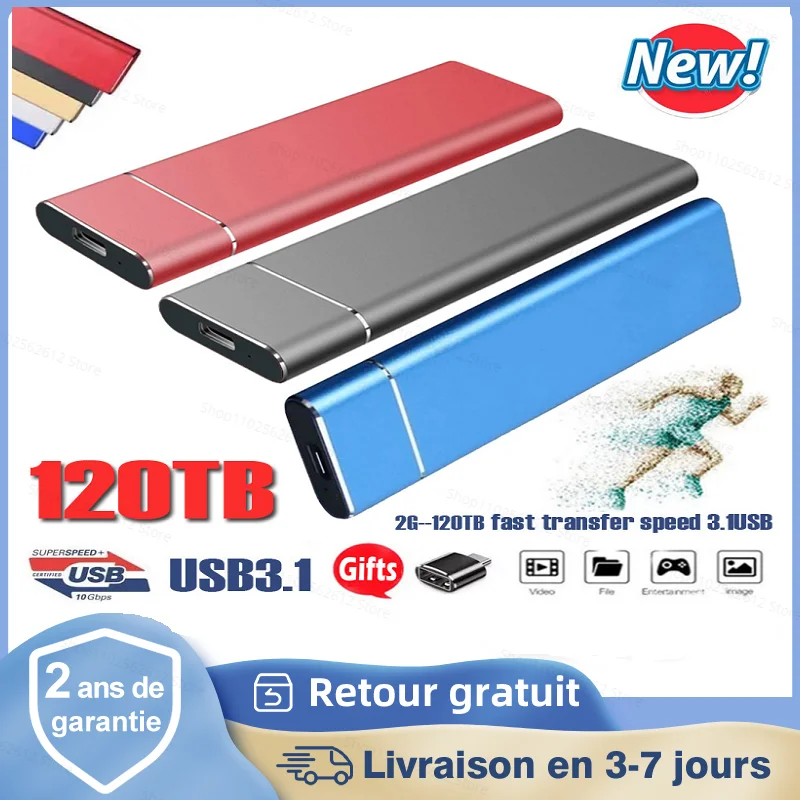 

2/8TB Portable High-Speed Mobile Solid State Drive 500/512GB 4/16/64/1TB SSD Mobile Hard Drives External Storage Decives Laptop
