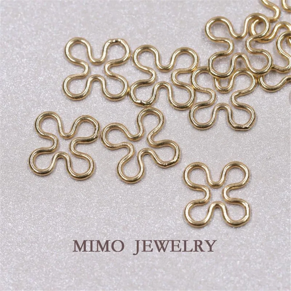 

United States imports 14K Gold Filled hollow four-leaf clover pendant closed ring DIY manual accessories