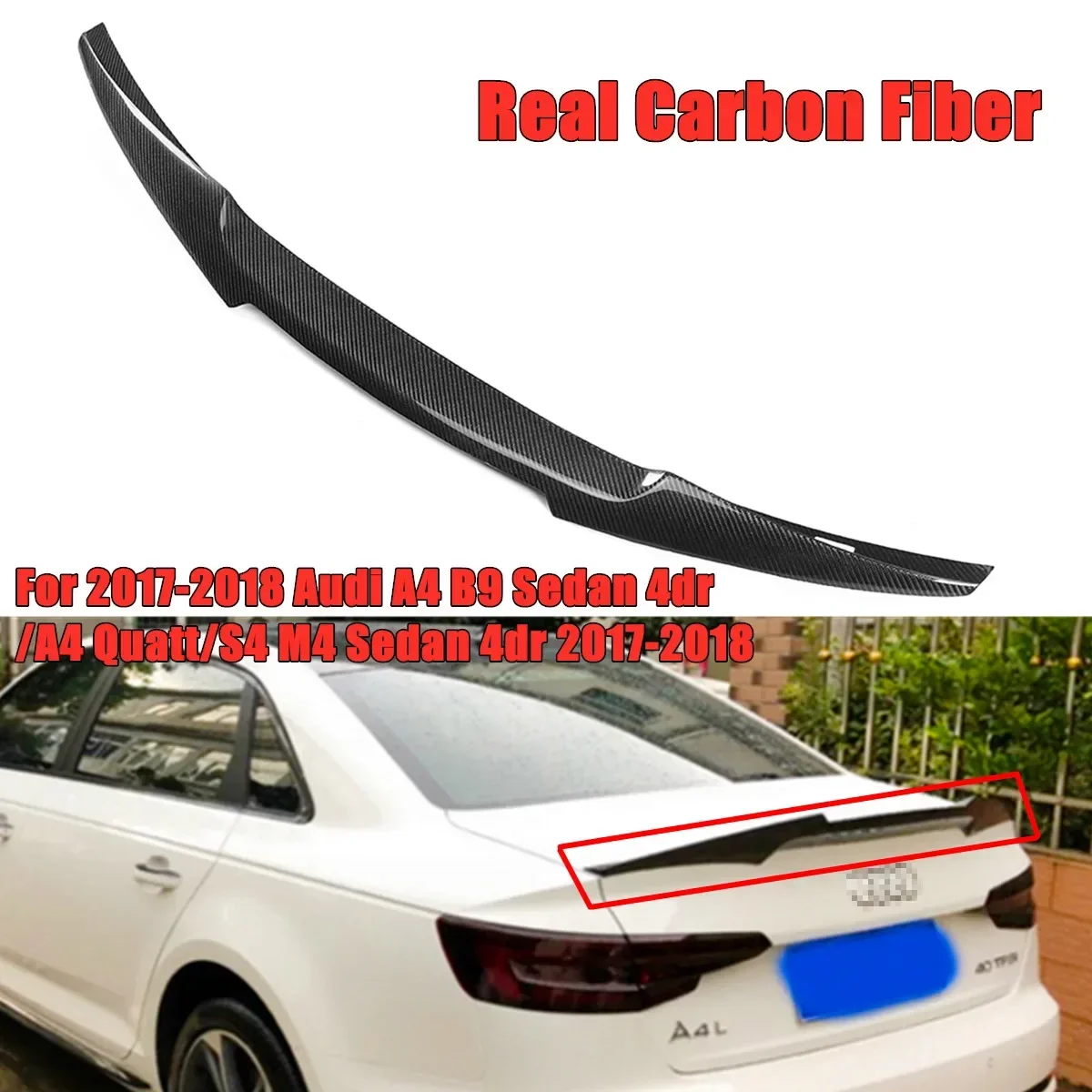 Автомобильный задний спойлер из углеродного волокна удлинитель для Audi A4 B9 S4 M4 4dr