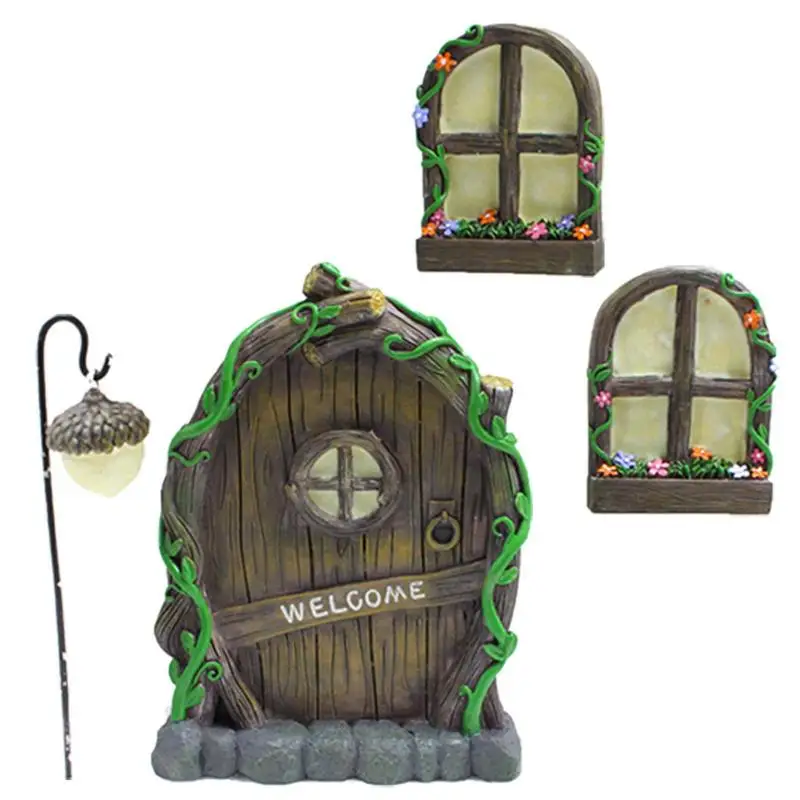 

Fairy Door And Windows For Trees Opening Fairy Door And Window For Trees With Light Miniature Fairy Garden Outdoor Decor