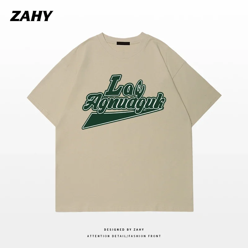 Мужская Тяжелая Хлопковая Футболка В Стиле Ретро С Английским Буквенным Принтом