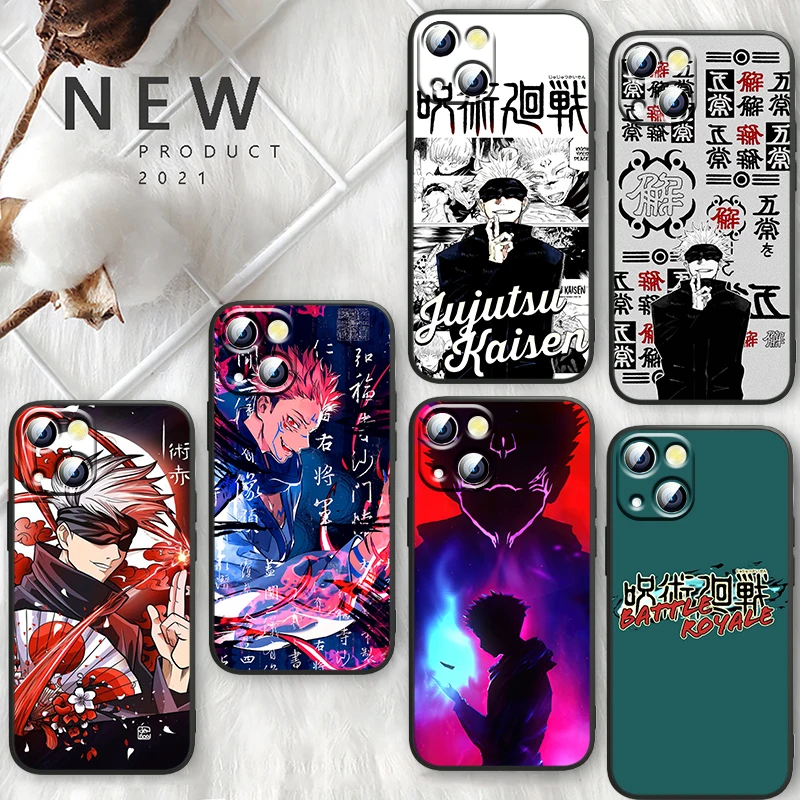 

Jujutsu Kaisen Anime Cartoon Black Phone For Apple iPhone 14 13 12 11 Pro Max Mini XS Max X XR 7 8 6 5 Plus SE2020