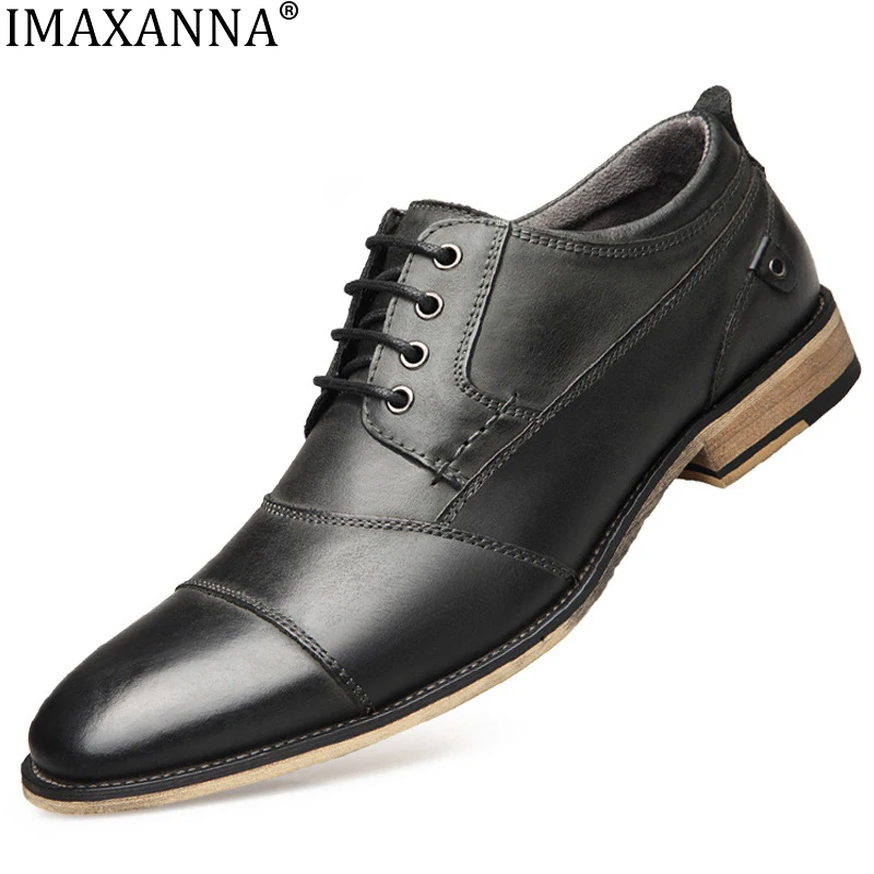 IMAXANNA Genuine Leather Men's Leather Shoes British Business Comfortable Casual Leather Shoes Wedding Banquet Shoes Plus Size