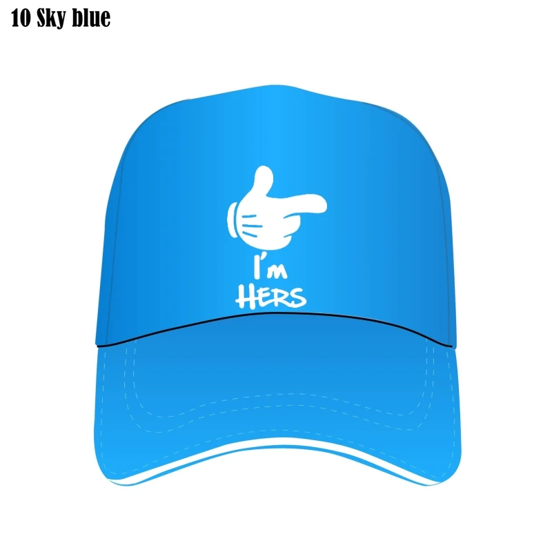 

I'M Hers He'S Mine Print Couple Custom Hat Lovers Mesh Outdoor Flat Brim King Bill Hats Fashion Cap Caps Flat Brim