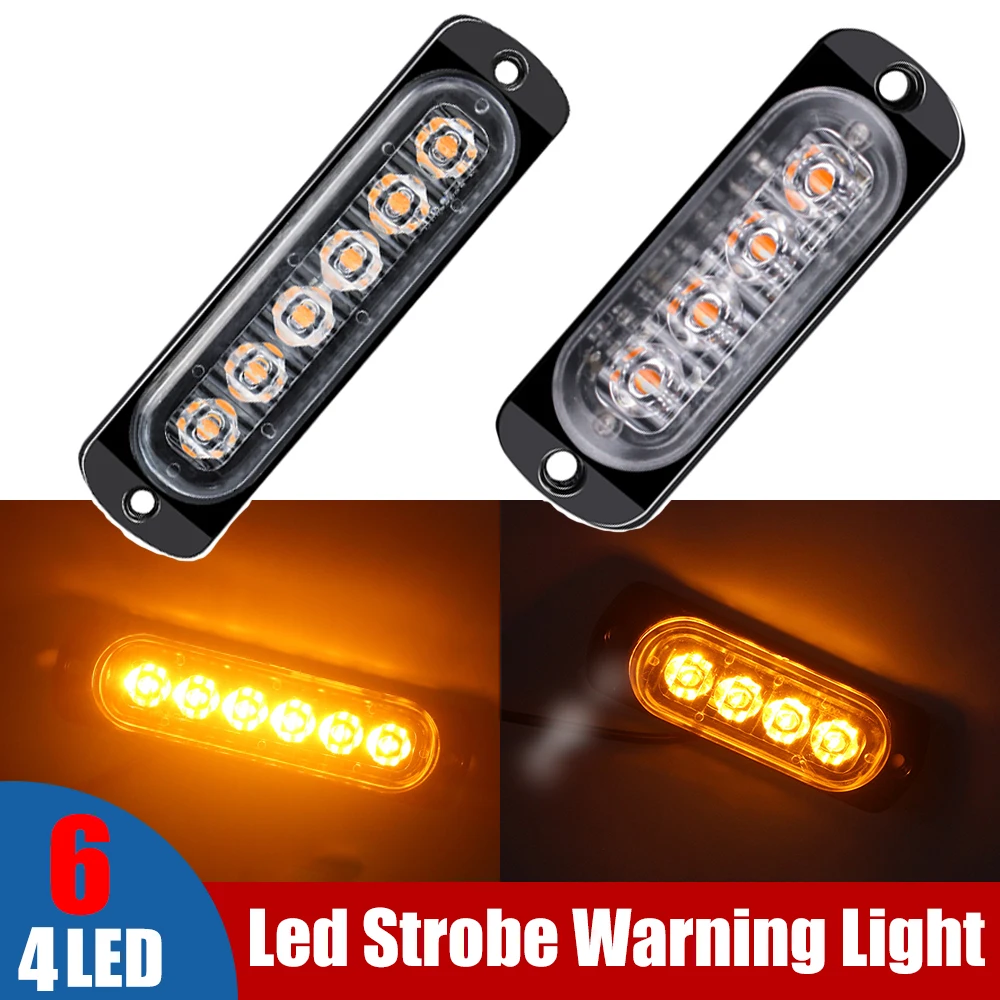 

4/6Led 12V 24V Car Light Strobe Warning Light Cheap Strobe Grille Flashing Lightbar Truck Car Beacon Lamp Amber Traffic Light
