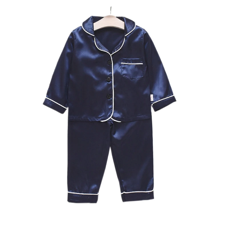 

Spring Autumn New Children 2pcs Sets Long-sleeved Pure Color Pajamas Household Suit Baby Boy Cloths Kids Sleep Wear