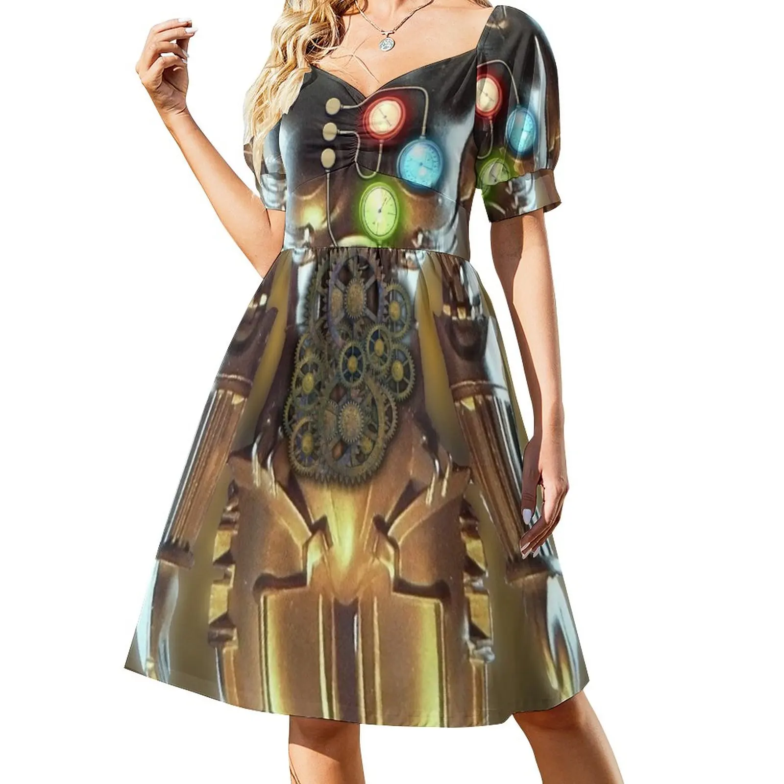 Женское длинное вечернее платье в стиле стимпанк