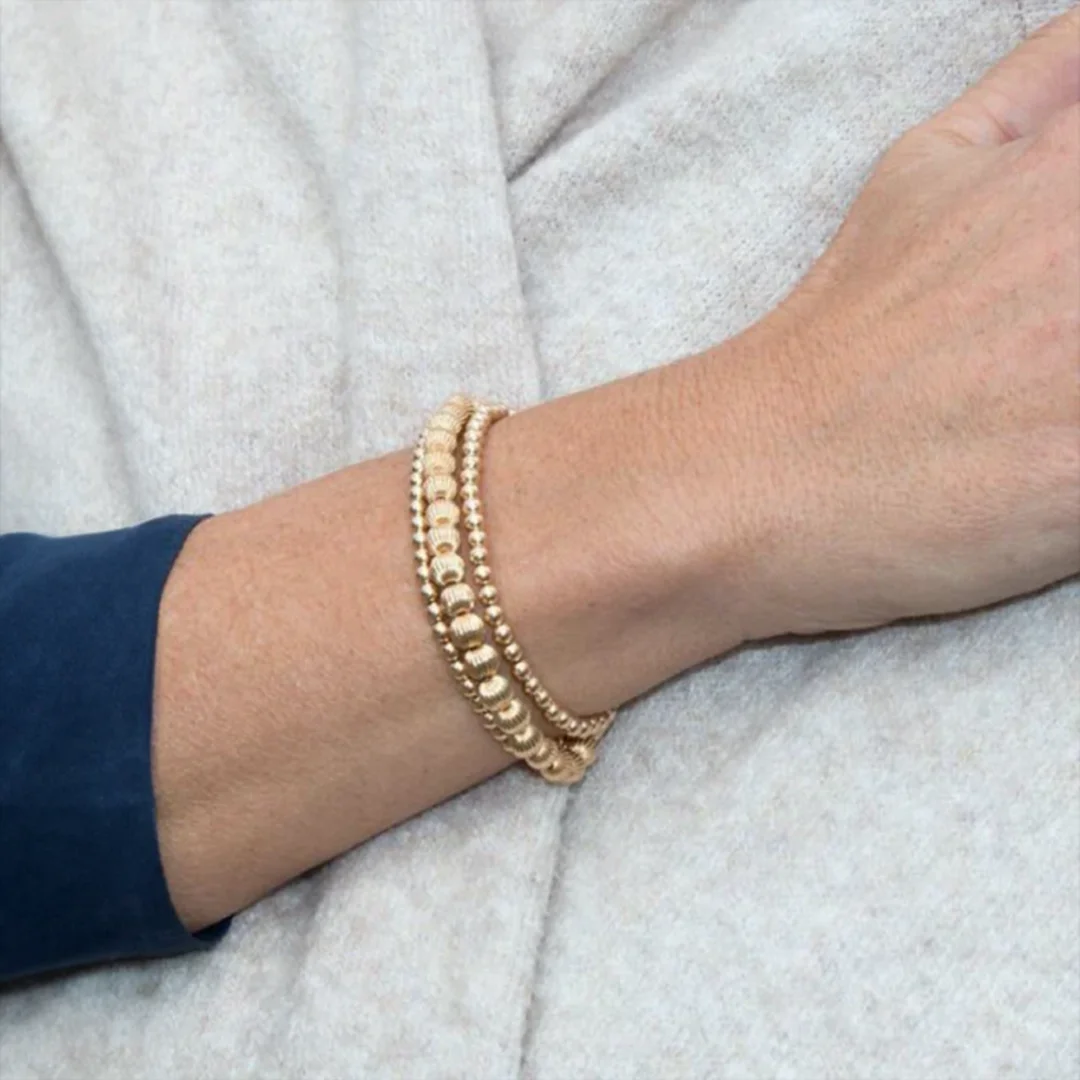 Женский Штабелируемый браслет Vlen с позолоченными бусинами 3/4/6 мм 18 K роскошный