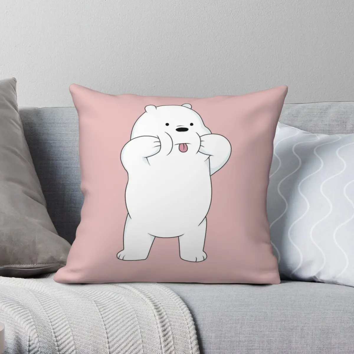 

Ice Bear Pillowcase Polyester Linen Velvet Zip Decor Pillow Case Car Cushion Case