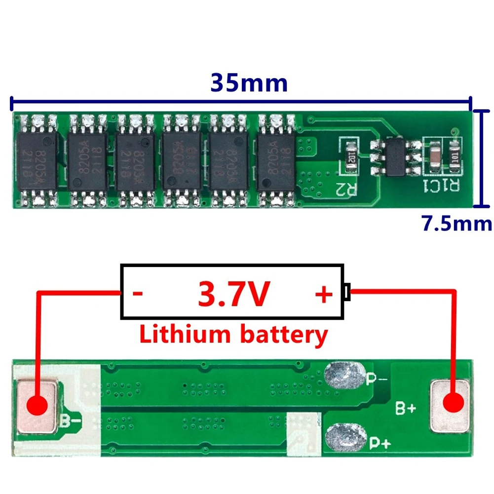 

BMS 1S 5A 10A 15A 3.7V 18650 Lithium PCM Battery Charge Protection Board 6MO High-accuracy Voltage Detection Circuit