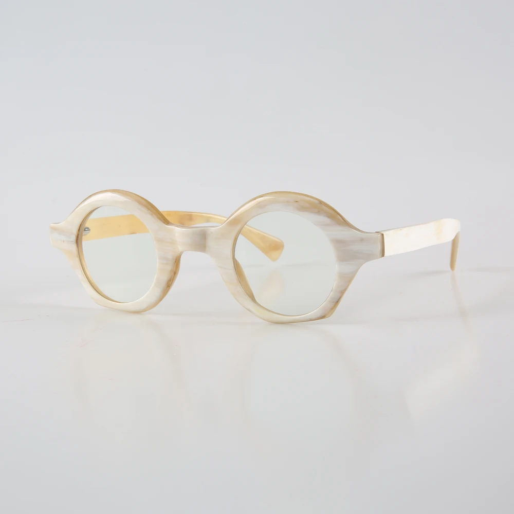 Оправа для очков уникальная винтажная круглая оправа ручной работы с белым рогом