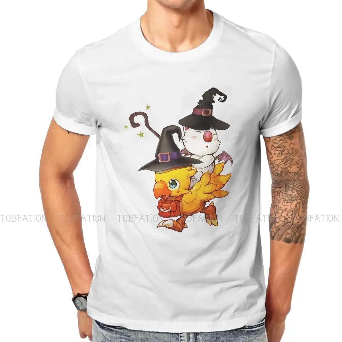 

Футболка Chocobo Moogle с финальной фантастической игрой, Винтажная футболка в стиле панк большого размера с круглым вырезом, Лидер продаж, мужски...