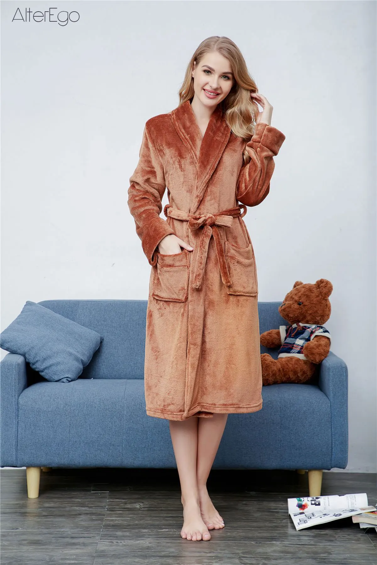 Winter Thickened Robe Unisex Flannel Bathrobe Men Women Solid Housecoats for Home Shawl Collar Nightgown 2022 Warm Dressing Gown