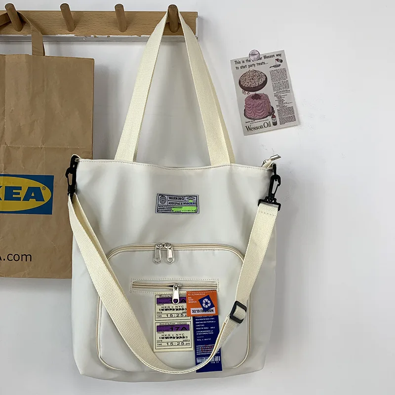 Women's Bag Oxford Cloth Bag Student Leisure Bag Large Capacity Shoulder Bag Simple Solid Color Tote Bag Canvas Bag for Women