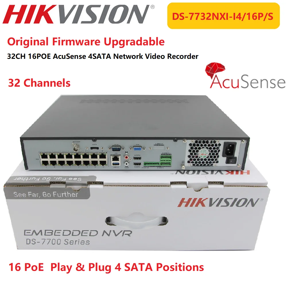 

Hikvision NVR DS-7732NXI-I4/16P/S Original 32CH 16POE Ports 4K AcuSense 4 SATA Plug&Play Network Video Recorder